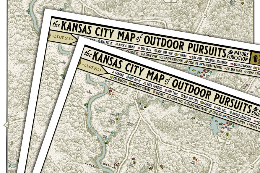 Based on his own scouting and crowd-sourced suggestions, artist and outdoor enthusiast Jeremy Collins created "The Kansas City Map of Outdoor Pursuits & Nature Education," a poster-sized map of the metro and surrounding area.