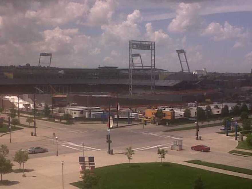 A view of TD Ameritrade Park from the roof of Qwest Center Omaha.