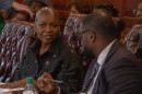 Darlene Dunmeyer-Roberson (left) and her attorney, state Rep. Kambrell Garvin (right) speak at a September hearing in a conference room on the Statehouse grounds. Dunmeyer-Roberson will ultimately stay on the Charleston County School District board. Her term expires in 2028.