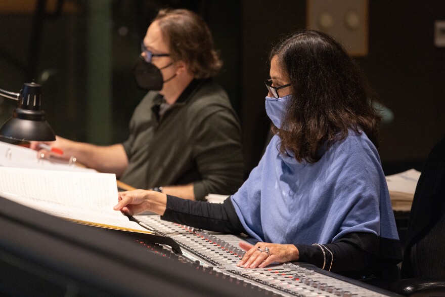 Franco presides over an <em>Encanto</em> scoring session in Los Angeles.