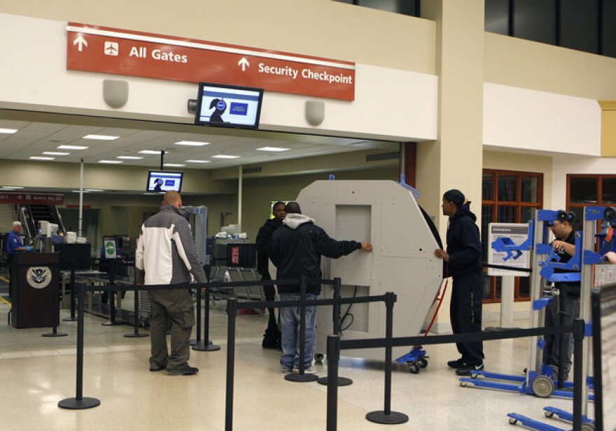 A crew delivered a body scanner to the security checkpoint at Blue Grass Airport on Monday. It will be installed this week and should be fully operational by early next week.