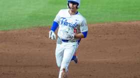 Florida infielder Brendan Lawson (11) hits his ninth homer of the season in the bottom of the sixth against FSU, March 10, 2026, at Condron Family Ballpark in Gainesville, Florida.The Gators beat the Seminoles 6-3. [Cyndi Chambers/ Gainesville Sun] 2026