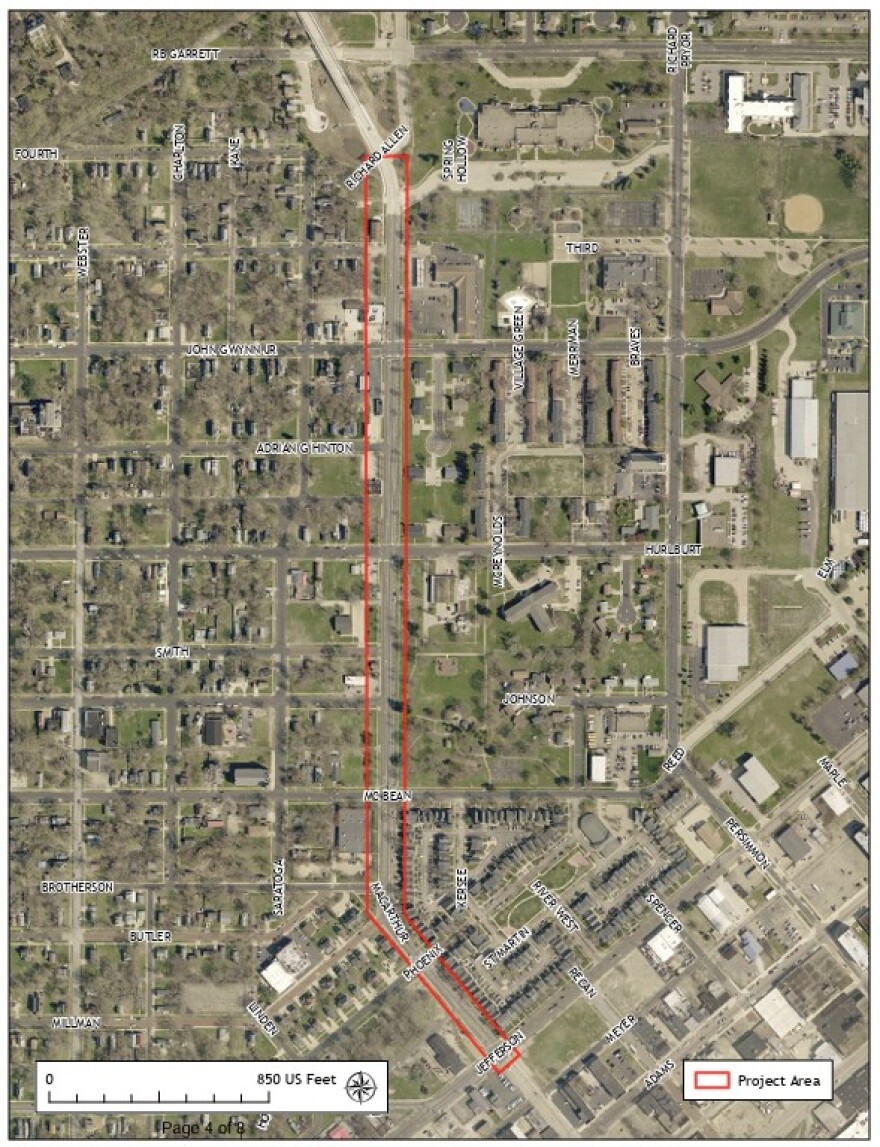 A map included in the agenda packet for the Peoria City Council meeting on July 8 shows the construction corridor for the MacArthur Highway Improvement Project.