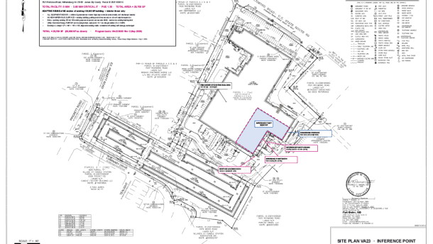 A site plan for Prime Storage's proposal, called an "edge inference data center" in James City County's documents.