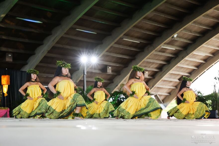 Hālau Hiʻiakaināmakalehua at 2021 Merrie Monarch Festival