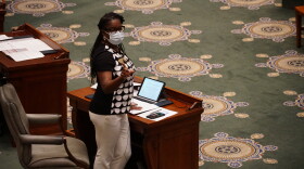 Sen. Karla May, D-St. Louis, held the floor, along with Sen. Jamilah Nasheed, D-St. Louis, for much of the time on Thursday during the 12-hour filibuster of SB1. 