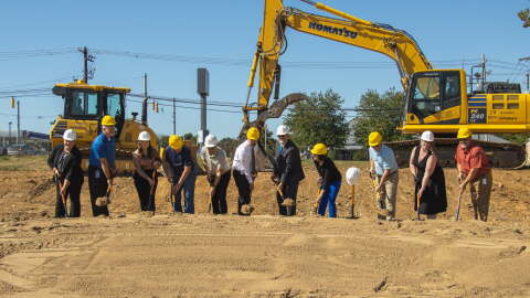 Officials turn dirt at the site of EVPL Red Bank, Oct. 7, 2016