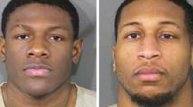 These photos provided by the Franklin County Ohio Sheriff show Jahsen Wint (left) and Amir I. Reip (right). Police say the two Ohio State University football players have been charged with rape and kidnapping.