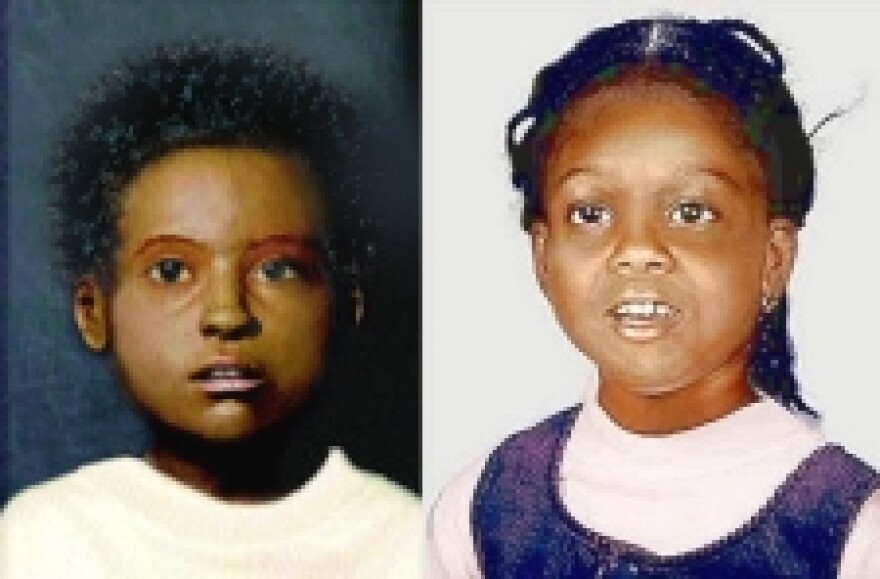 How Precious Doe might have looked in life: (l)KCUR colorized photo of a forensic sculpture, (r) computer-generated image