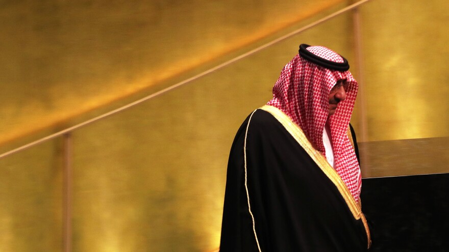 Prince Mohammed bin Nayef of Saudi Arabia prepares to address the United Nations General Assembly on Sept. 21, 2016, in New York City.