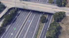 An aerial view of an interstate bridge from a screen capture of Google Maps.