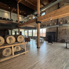 The atrium near the entrance of Sioux City Distilling Company in Sioux City. (Bret Hayworth, Siouxland Public Media News)
