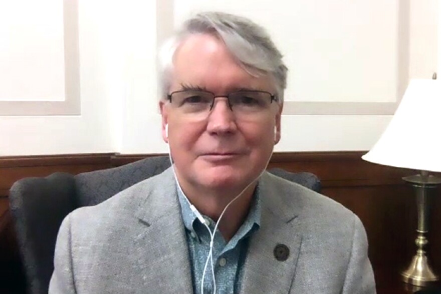 Bloomington Mayor John Hamilton during Tuesday's Zoom call.