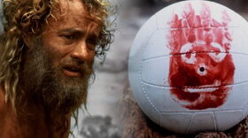 Tom Hanks plays a FedEx worker stranded on a desert island in 2000's "Cast Away."