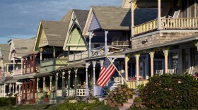 Gingerbread houses in the Martha's Vineyard Camp Meeting Association (MVCMA), formerly known as "Wesleyan Grove," or the Methodist Camp Ground in Oak Bluffs in Martha's Vineyard, MA on August 21, 2014. The campground is made up of summer cottages dating back to the 1800 and is a National Historic Landmark.