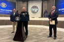 Left to right: Fargo Mayor Josh Boschee, Fargo Police Chief Travis Stefonowicz, and Captain Matt Christensen.