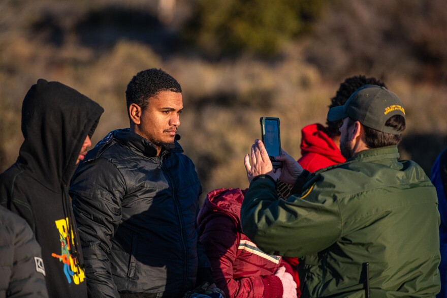 Migrants in Jacumba, California are processed by Border Patrol Agents.