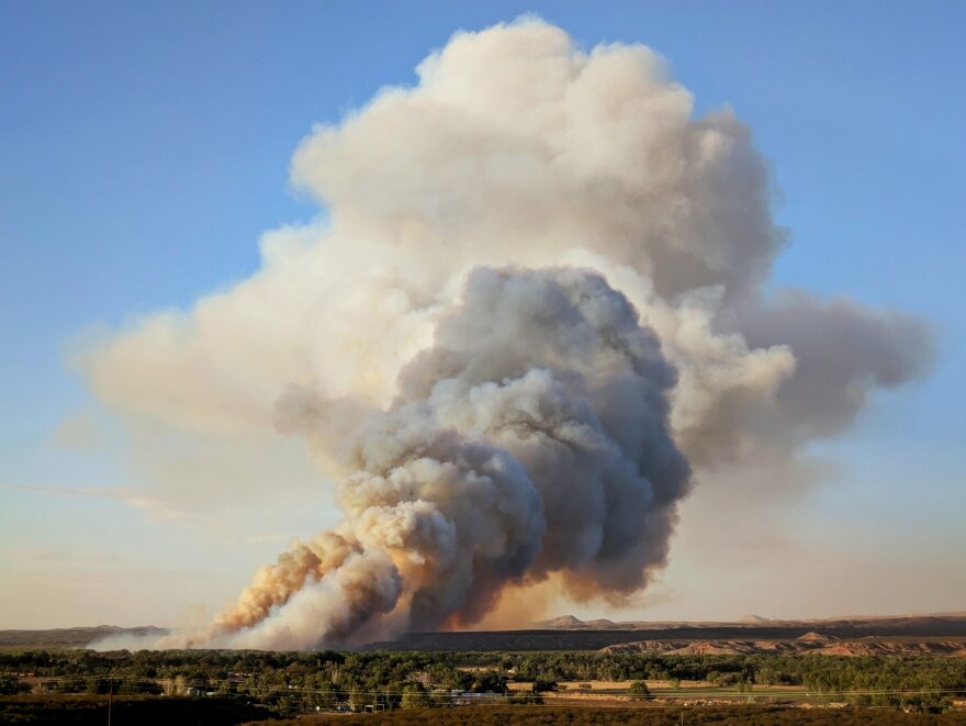 Smoke billows from a wildfire in the cottonwood forest along the Rio Grande in Socorro County, New Mexico, on April 27.