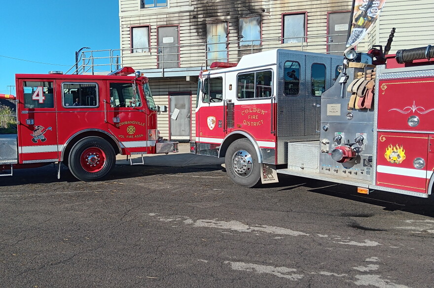 Fire trucks donated to Erie County by the Bowmansville Volunteer Fire Association and Colden Fire District sit on the grounds of the county's Fire Academy in Cheektowaga.