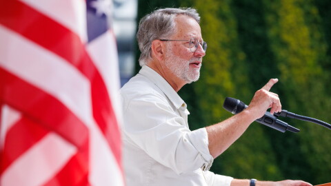 U.S. Sen. Gary Peters speaks at the Facility for Rare Isotope Beams in East Lansing, Mich., on Aug. 28, 2026.