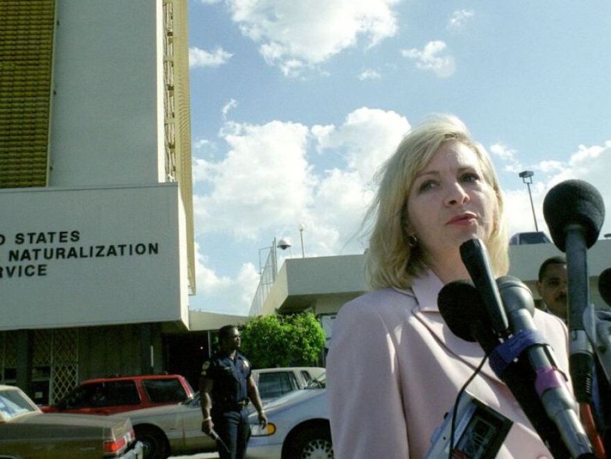 Cain accuser and longtime government employee Karen Kraushaar once worked as a spokesperson for the Immigration and Naturalization Service. She offered a statement after meeting with the Miami family of Elian Gonzalez in March of 2000. 