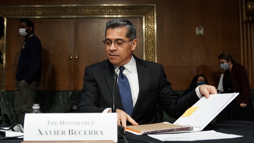 Xavier Becerra, seen here during his February confirmation hearing, has been confirmed by the U.S. Senate as the Secretary of Health and Human Services.