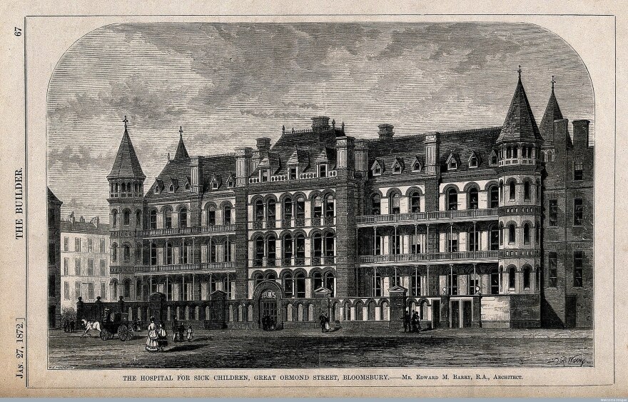 The Hospital For Sick Children on Ormond Street was the first pediatric hospital in London, founded thanks to Charles Dicken's speeches and writings.