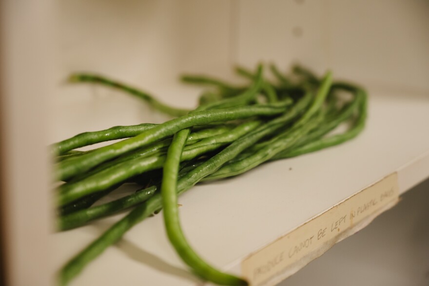 Green beans grown in the front yard are some of the fresh produce available at the St. Stephen's Episcopal Church food pantry on Saturday.