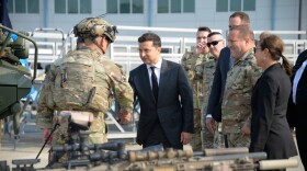 Ukrainian President Volodymyr Zelenskyy visits the California Air National Guard’s 129th Rescue Wing at Moffett Air National Guard Base in Sunnyvale, Cal. in September 2021.