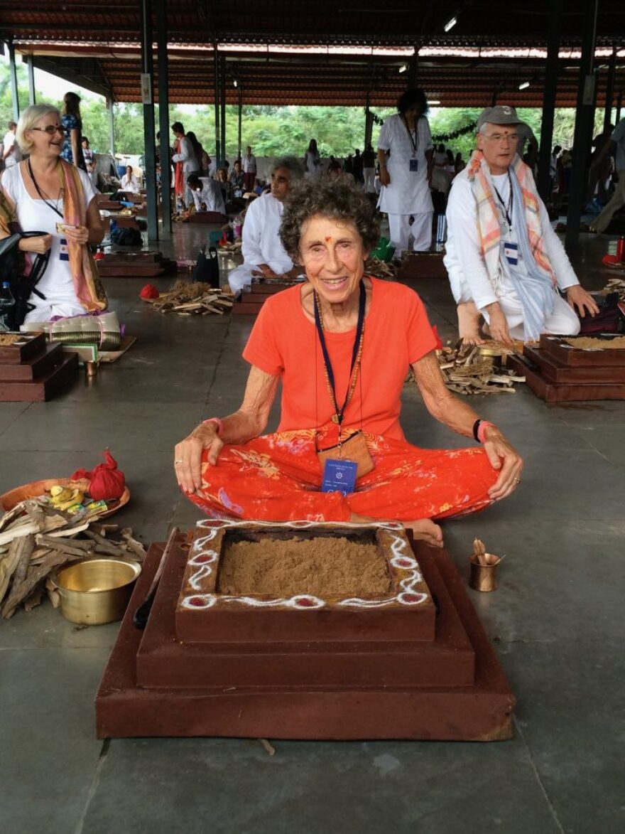 Meiss at a fire healing ritual in India in 2012, where she released unwanted energies and attachments from the past. (Photo courtesy of Meiss)