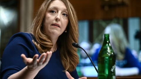 Dr. Casey Means, nominee for surgeon general, testifies during a confirmation hearing Wednesday before the Senate Health, Education, Labor and Pensions Committee.