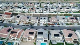 An aerial view of homes in a housing development in Santa Clarita, California.