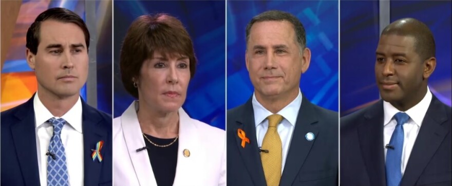 (left to right) Orlando businessman Chris King, former North Florida Congresswoman Gwen Graham, former Miami Beach Mayor Philip Levine, and Tallahassee Mayor Andrew Gillum are seeking the Democratic gubernatorial nomination