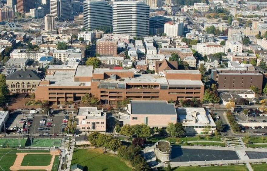 Aerial view of the college campus on Capitol Hill in Seattle.