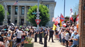 Statue defenders and anti-racists went face to face in Graham on July 11.