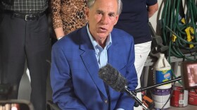 Texas Gov. Greg Abbott speaking at a campaign event in northwest Houston, July 15, 2026.