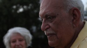 Novelist Jamil Ahmad. His wife, Helga, is in the background.
