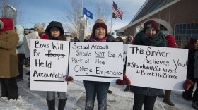 Students protesting on campus.