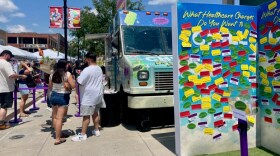 One Nation Overcharged, a national coalition working to raise awareness about health costs, invited people at the River Market Aug. 2 to take a free popsicle and answer the question, "What healthcare charges do you want to chill?"