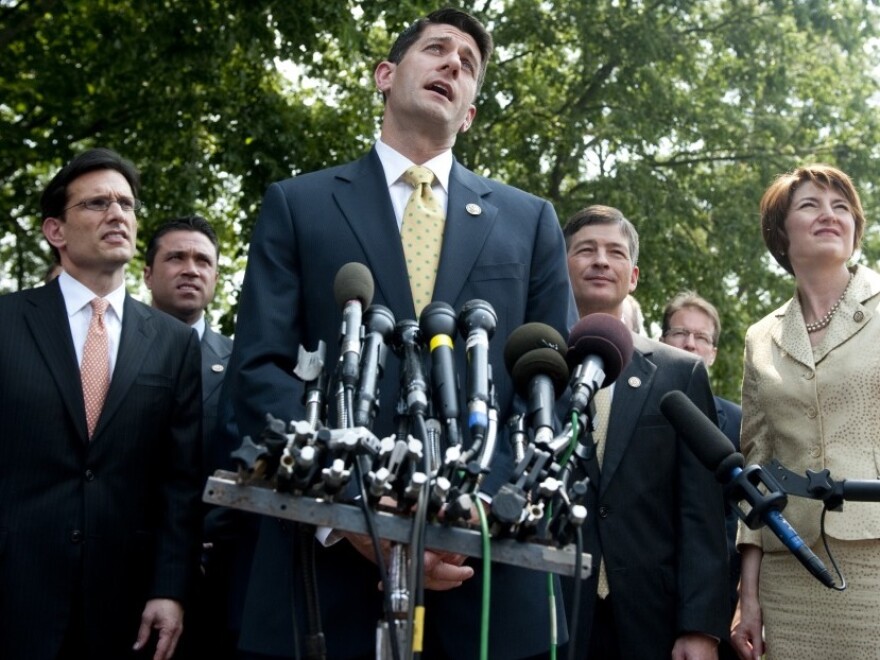 U.S. Rep. Paul Ryan, R-Wis, chairman of the House Budget Committee, speaks to the media following a meeting between President Barack Obama and the House Republican Conference about the national debt limit and budget plans at the White House in Washington D.C., June 1, 2011. Ryan released his newest budget proposal on March 20, 2012.