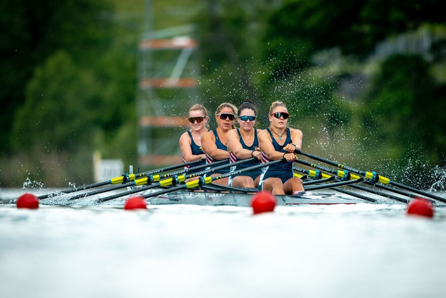 Grace Joyce (b), Emily Delleman, Teal Cohen, Lauren O'Connor (s), Women's Quadruple Sculls, United States of America, 2024 World Rowing Final Olympic & Paralympic Qualification Regatta, Lucerne, Switzerland