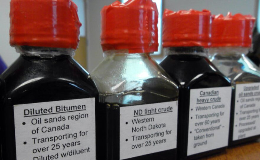 Samples of different kinds of crude oil that could be shipped through Enbridge pipelines.