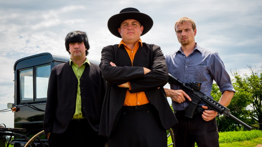 Lebanon Levi (center) is depicted as the ringleader in Discovery's <em>Amish Mafia</em>. Locals in Lancaster County, Pa., say the reality TV show and its spinoffs are offensive fabrications.