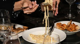 Food served during a dinner at Food Network New York City Wine & Food Festival. (Slaven Vlasic/Getty Images for NYCWFF)