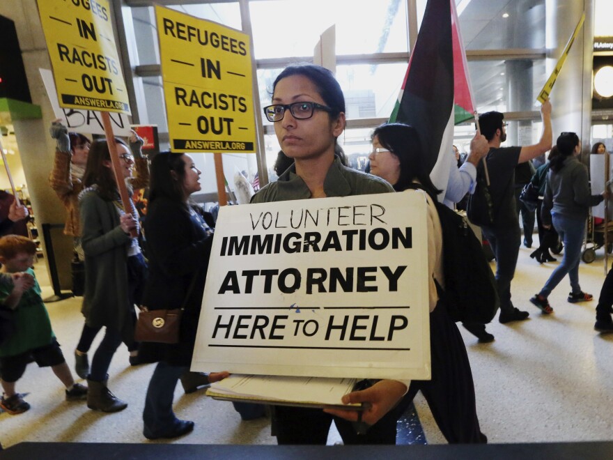 The president's travel ban caused protests and chaos at airports in January.