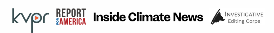 Logos for KVPR, Report For America, Inside Climate News, and The Investigative Editing Corps