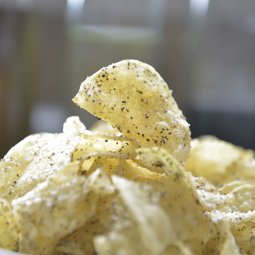 An extreme closeup of Route 11 Potato Chips