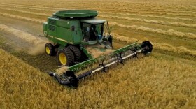 Mike Schultz harvests barley at his 6,000-acre farm in an agricultural area south of Delta Junction.