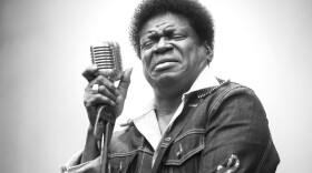 Image of soul singer Charles Bradley Singing into Mic