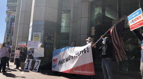 Voter rights groups gather in downtown Columbus to call on the Ohio Redistricting Commission to draw a "fair" Congressional map.